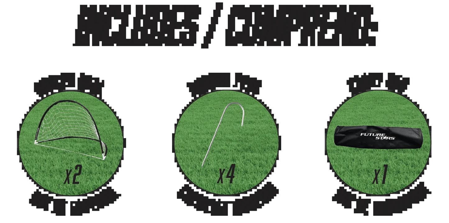 Set of 2 5Ft Portable Soccer Nets with Travel Bag. Quick and Easy Construction - Unisex